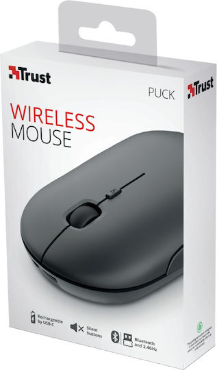 Trust Puck Rechargeable Безжичен Bluetooth Мишка Черен