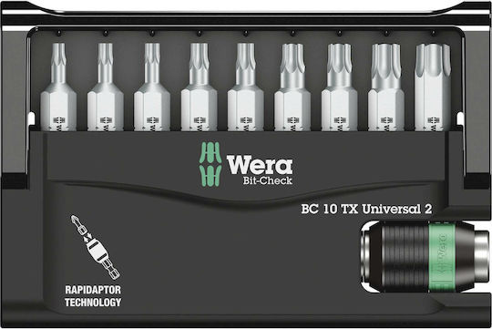 Wera Bit Check 10 Tx Universal 2 Set 10 Screwdriver Bits Allen / Torx