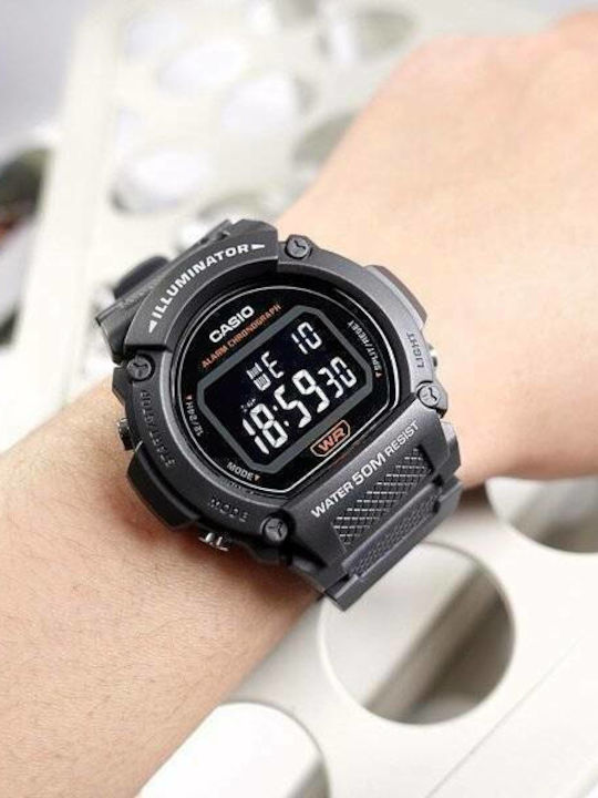 Casio Youth Digital Men's Watch 47mm Battery with Black Rubber Strap