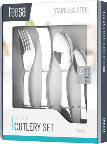 Teesa Set Baby Besteck aus Metall Silber 4Stück