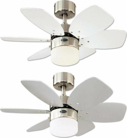 Westinghouse Flora Royal Ανεμιστήρας Οροφής 76cm με Φως Ασημί
