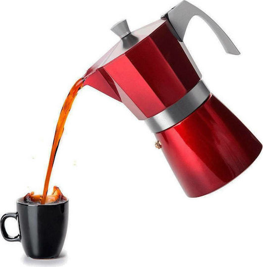 Ibili Evva Stovetop Espresso Pot 3 Cups Red
