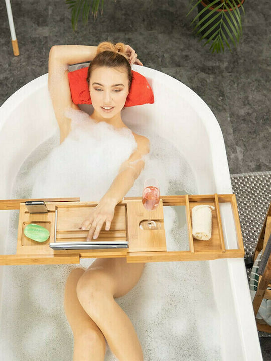 Relaxdays Bathtub Shelf Bamboo with Holder for Glass and Book Bathtub Shelf Bamboo 107.5x23x5.5cm Brown
