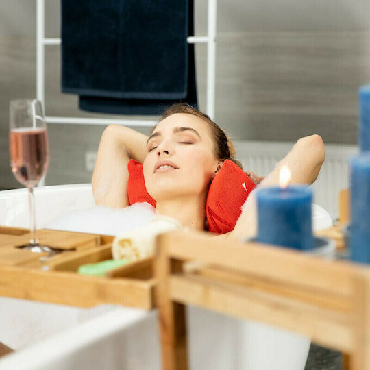 Relaxdays Ράφι Μπανιέρας Μπαμπού με Βάση για Ποτήρι και Βιβλίο Ραφιέρα Μπανιέρας Bamboo 107.5x23x5.5cm