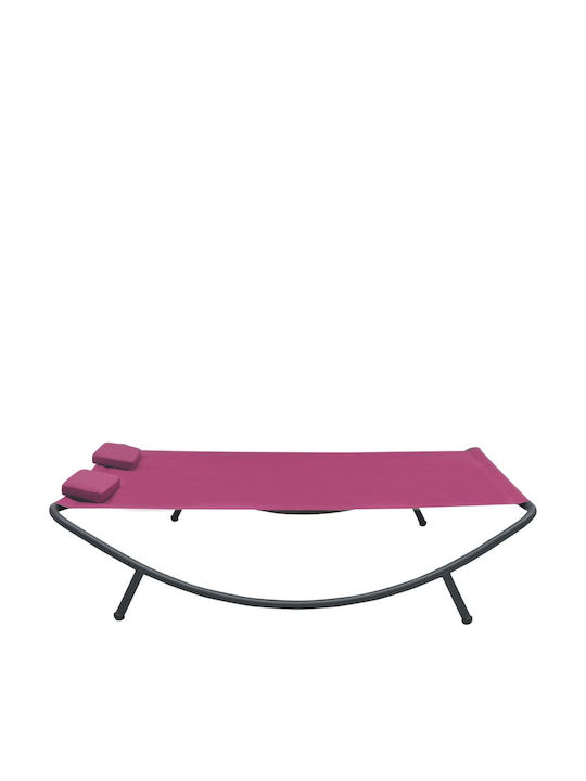 Liegestuhl-Bett Doppel Aluminium mit Textilene-Stoff Pink 200x173x45cm.