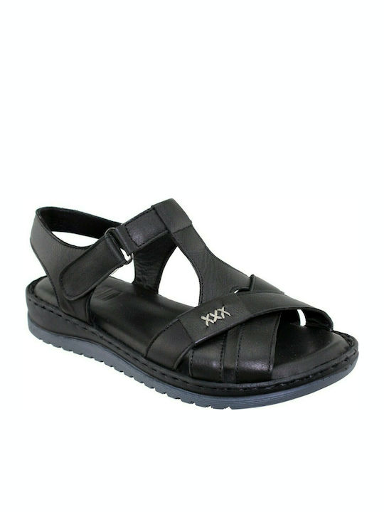 Road Shoes Γυναικεία Πέδιλα Flatforms Δέρμα 17288 Mαύρο