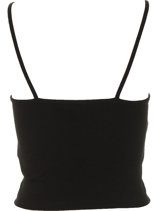Women's Summer Crop Top Cotton with Straps Black