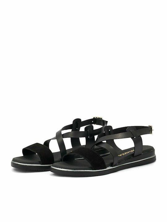 Ragazza Leather Women's Flat Sandals in Black Color