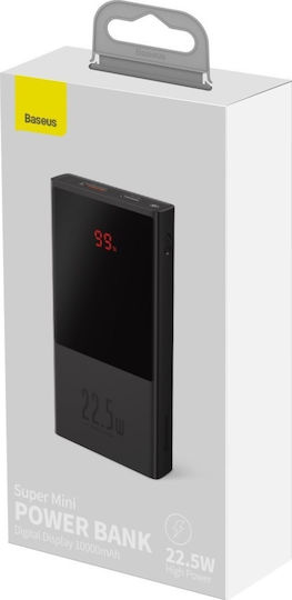 Baseus Super Mini Power Bank 10000mAh 22.5W mit USB-A Anschluss und USB-C Anschluss Schnellaufladung 3.0 Schwarz