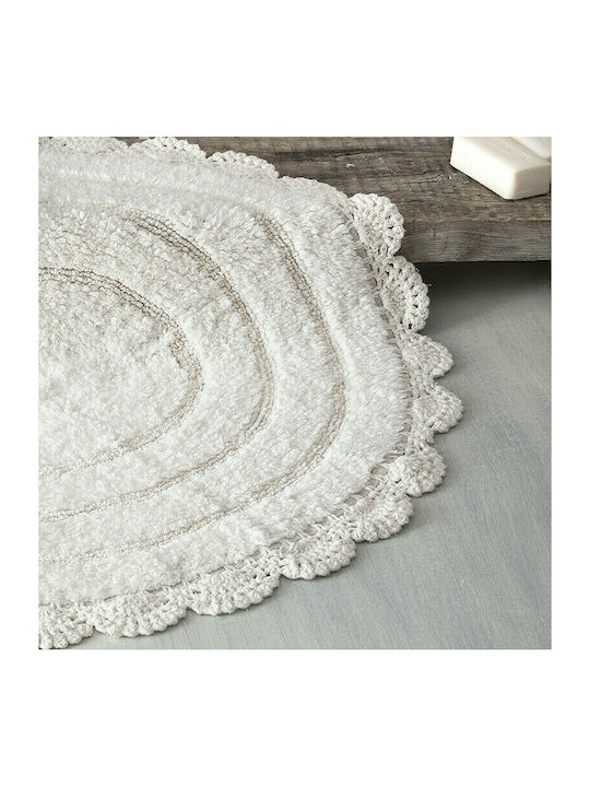 Rythmos Bath Mat Cotton Round Opal 120-111-1810 Λευκό 01 Φ70εκ.