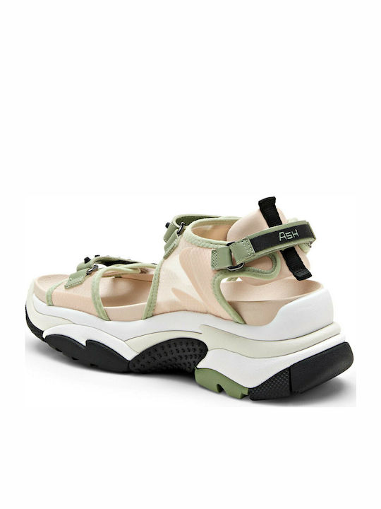 Ash Ace Combo Women's Flat Sandals Sporty Flatforms in Beige Color