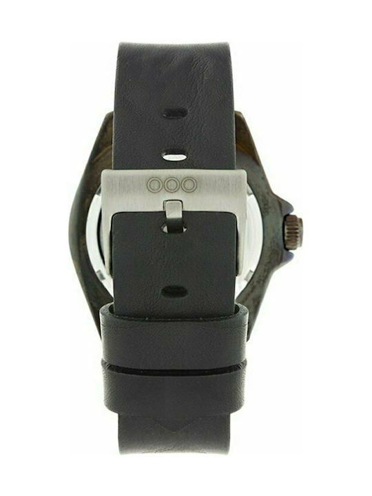 Out Of Order Strong Black Watch Battery with Black Leather Strap