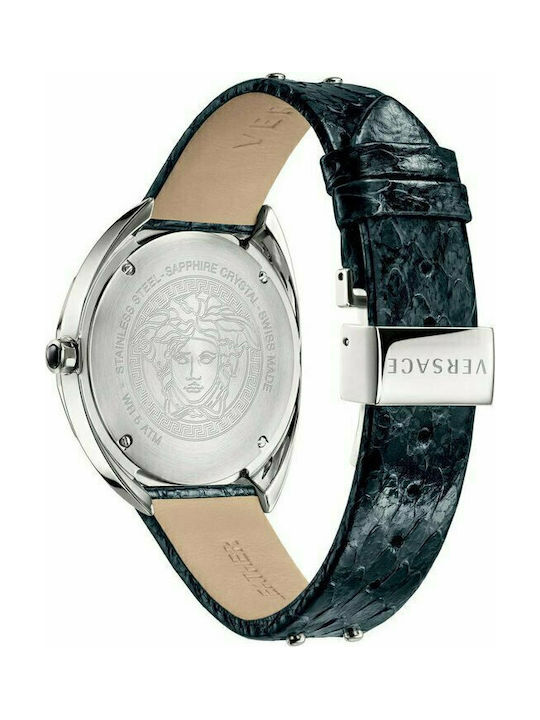 Versace Shadov Watch with Blue Leather Strap