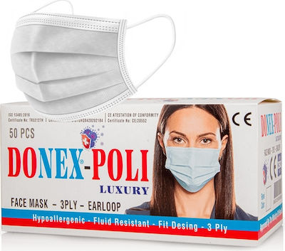 Poli Donex Luxury Hypoallergenic 3ply Disposable Face Mask Gray 50pcs