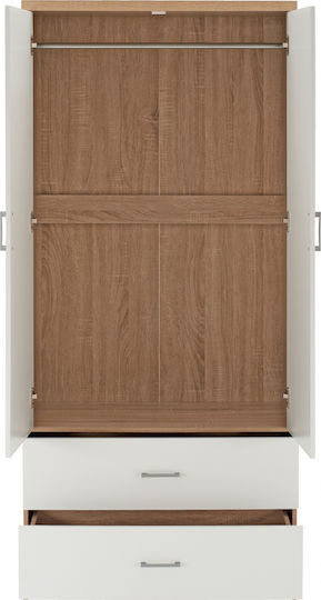 Double Door Wardrobe Reina Sonama - White 80x42.5x180.5cm