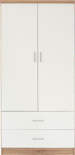 Double Door Wardrobe Reina Sonama - White 80x42.5x180.5cm