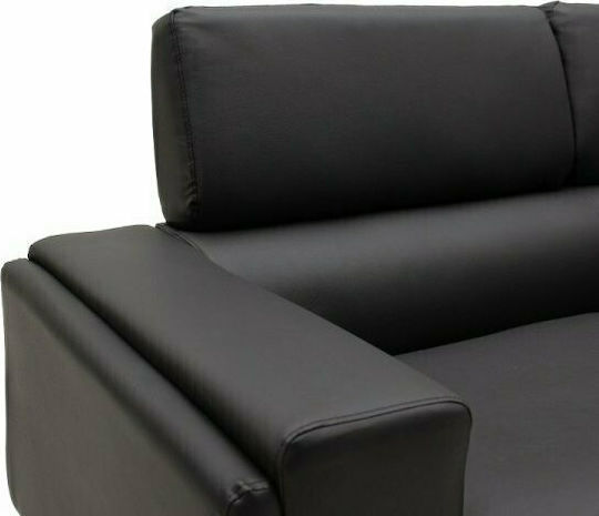 Shea Cu două locuri Canapea Piele ecologică Negru / Inox 158x80x87cm.