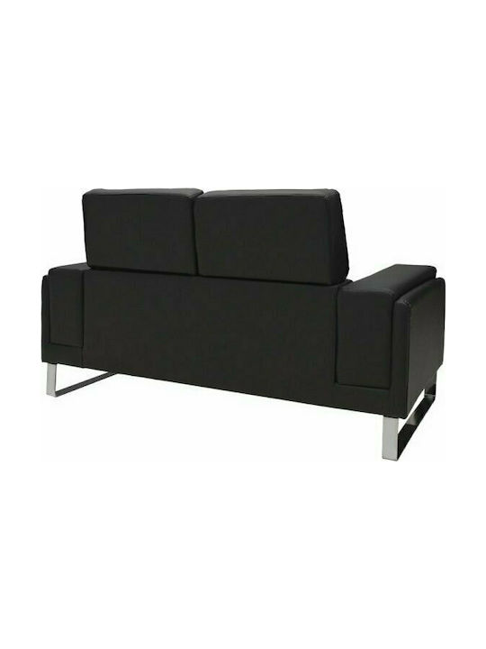 Shea Διθέσιος Καναπές Δερματίνη Μαύρο - Inox 158x80x87εκ.