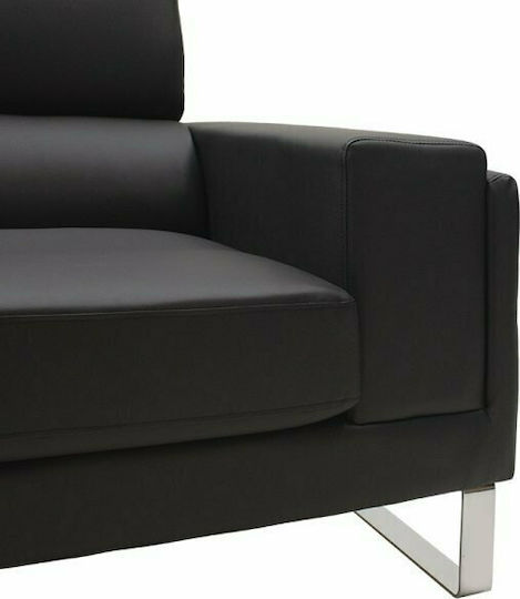 Shea Cu două locuri Canapea Piele ecologică Negru / Inox 158x80x87cm.