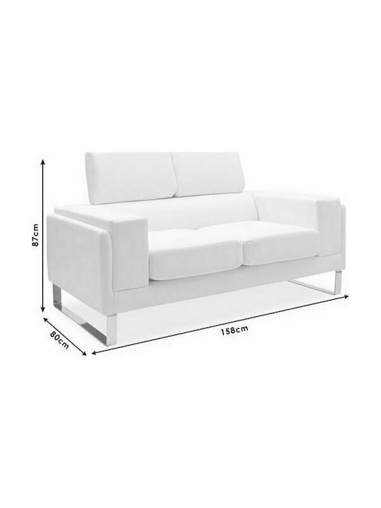 Shea Διθέσιος Καναπές Δερματίνη Ivory - Inox 158x80x87εκ.