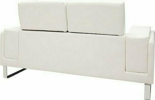Shea Two-Seater Couch Artificial Leather Ivory - Inox 158x80x87cm