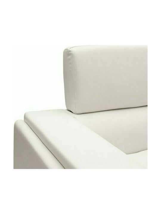 Shea Διθέσιος Καναπές Δερματίνη Ivory - Inox 158x80x87εκ.