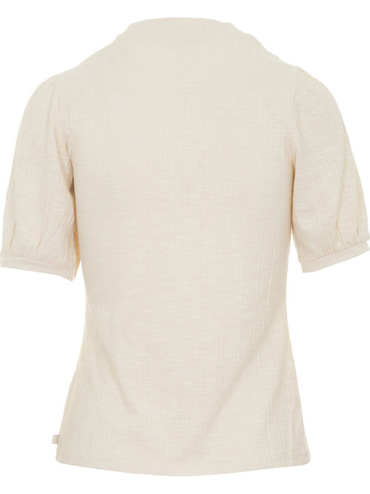 Women's Summer Blouse Short Sleeve Beige