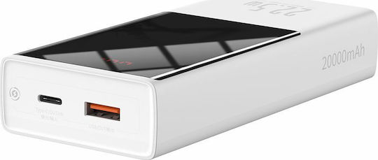 Baseus Super Mini Power Bank 20000mAh 22.5W mit USB-A Anschluss und USB-C Anschluss Schnellaufladung 3.0 Weiß