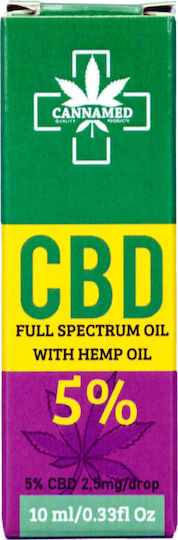 Cannamed Έλαιο Κάνναβης για Μείωση άγχους με 5% CBD 10ml