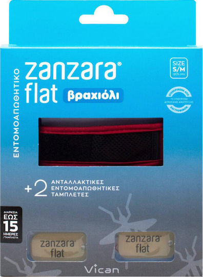 Vican Zanzara Flat Εντομοαπωθητικό Βραχιόλι S/M & 2 ανταλλακτικές πλακέτες για Παιδιά Πορτοκαλί