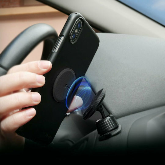 Ringke Leather Covered Self-Adhesive Metal Plate Поставка за Мобилен Телефон за Кола с магнит MagSafe Черна