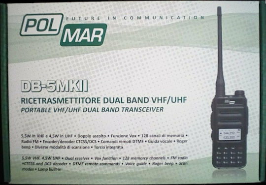 Polmar DB-5MKII Ασύρματος Πομποδέκτης UHF/VHF 5.5W με Μονόχρωμη Οθόνη