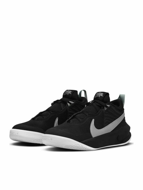 Hustle Team Hustle D 10 Kids Sports Shoes Basketball with Laces Black / Volt / White / Metallic Silver