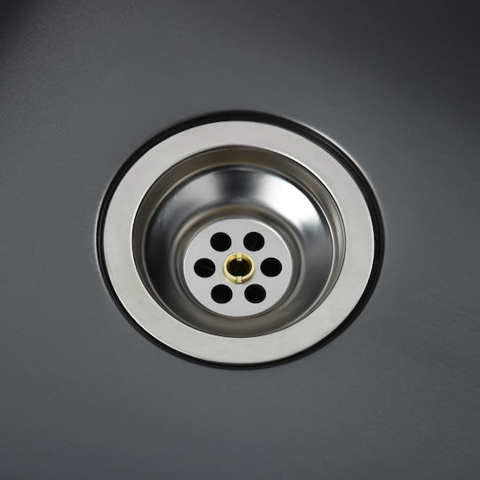vidaXL Ένθετος Νεροχύτης Inox Σατινέ Μ55xΠ44cm Black