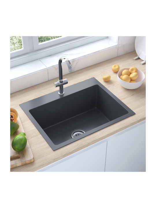 vidaXL Drop-In Spüle Inox Satiniert B55xT44cm Black