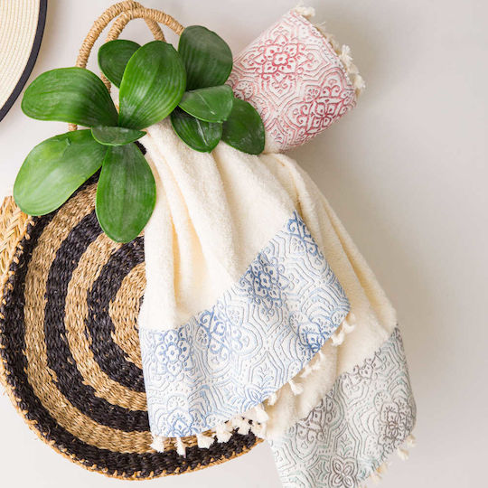 Borea Eloise Cotton Pareo Ecru with Fringes 140x70cm