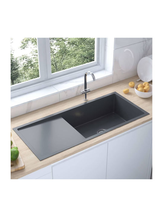 vidaXL Drop-In Sink Inox Brushed W100xD44cm Black