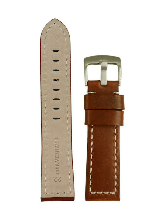 Tzevelion 457 Leather Strap Brown/White Gazi 20mm