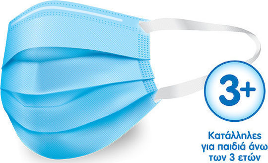 MEGA Surgical Masks Disposable Type I Small Protective Mask Non-Reusable Type I Surgical Small Kids Blue 10x5pcs