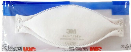 3M Aura 1863+ Μάσκα Προστασίας FFP3 Λευκή 1τμχ