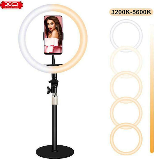 XO XO L03 LED Ring Light 26cm 3200 - 5600K with Desktop Stand and Mobile Phone Holder Black
