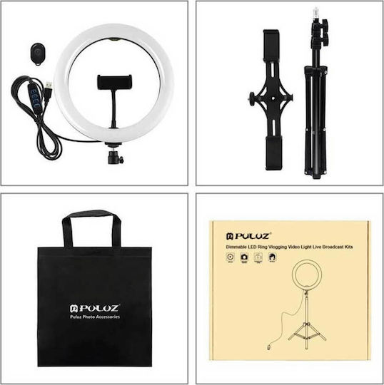Puluz Ringlicht LED Ringlicht 26cm mit Bodenstativ und Handyhalter