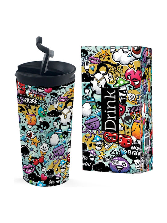Total Gift Urban Becher Metallisch mit Deckel Mehrfarbig 350ml ID0216