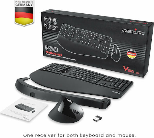 Perixx PERIDUO-605 - Ergonomic Wireless Keyboard & Mouse Set English US