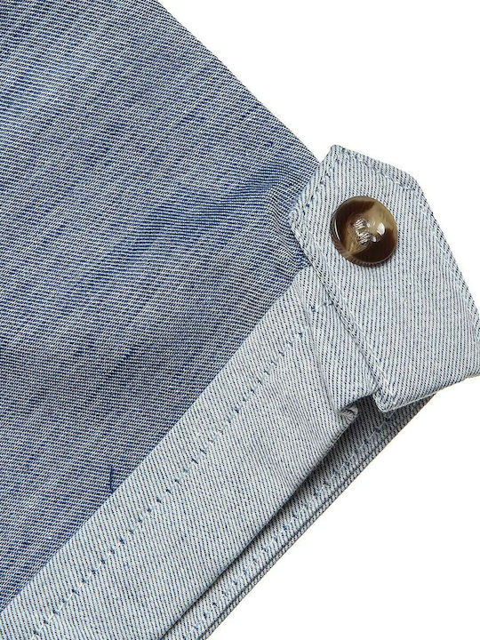 Παιδικό Μονόχρωμο Πουκάμισο Κοντομάνικο Τζιν Μπλε