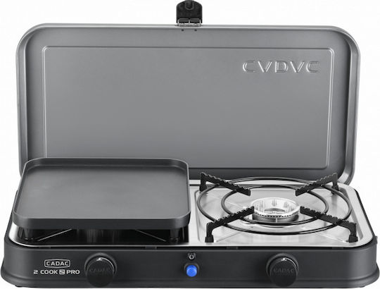 Cadac Pro Deluxe 202P1-20-EF Liquid Gas Countertop Double Burner Black