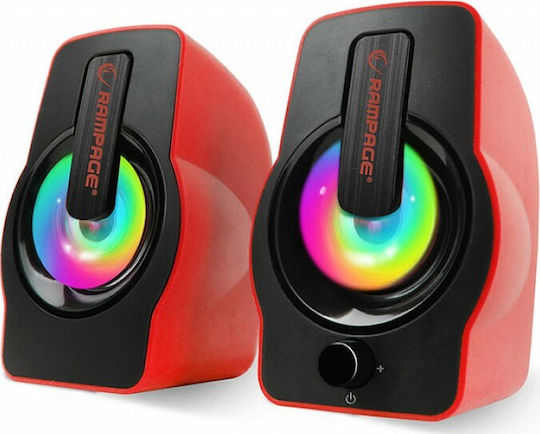 Rampage RMS-G7 Falsetto Компютърни тонколони 2.0 с RGB осветление и мощност 6W в Червен цвят
