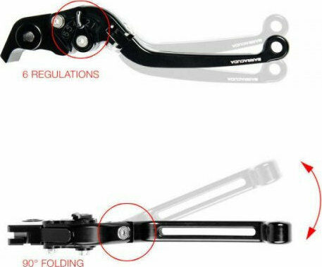 Barracuda Set of Motorcycle Brake/Clutch Levers Flexible Adjustable for Honda Integra 700 / Integra 750 / SH 300 Black HI7127