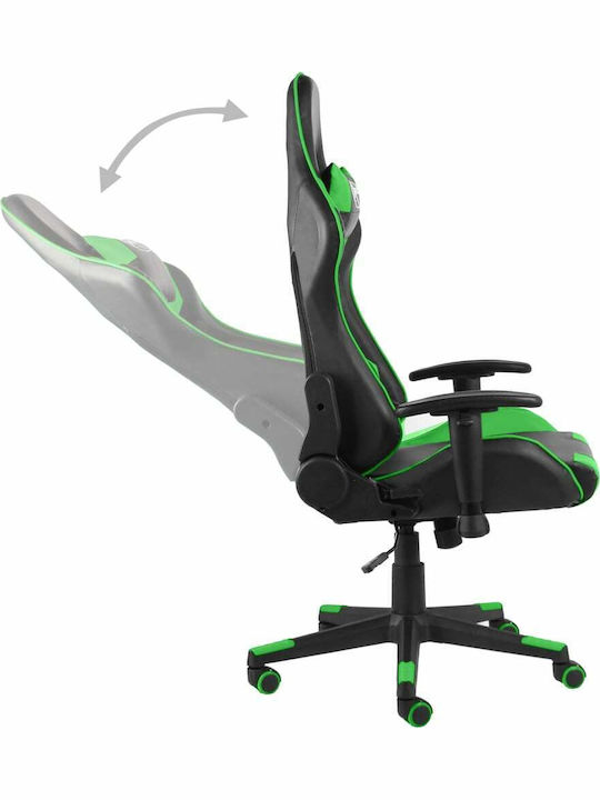 vidaXL 20493 Καρέκλα Gaming Δερματίνης με Ρυθμιζόμενα Μπράτσα Πράσινη