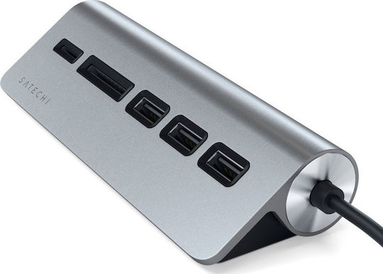Satechi Hub 4 Θυρών USB 2.0 με σύνδεση USB-C Ασημί